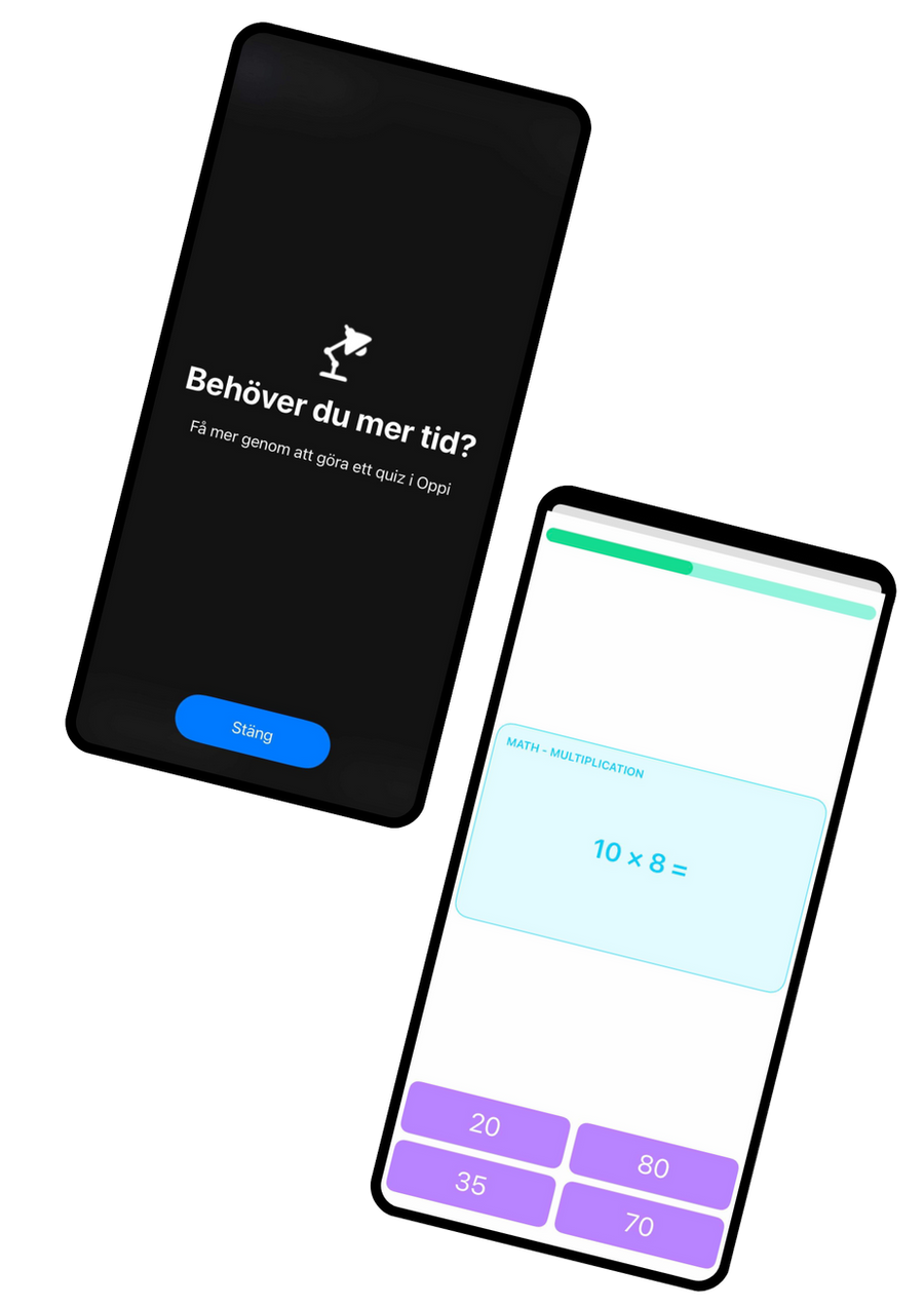 Oppi-appen - låsskärm och mattequiz